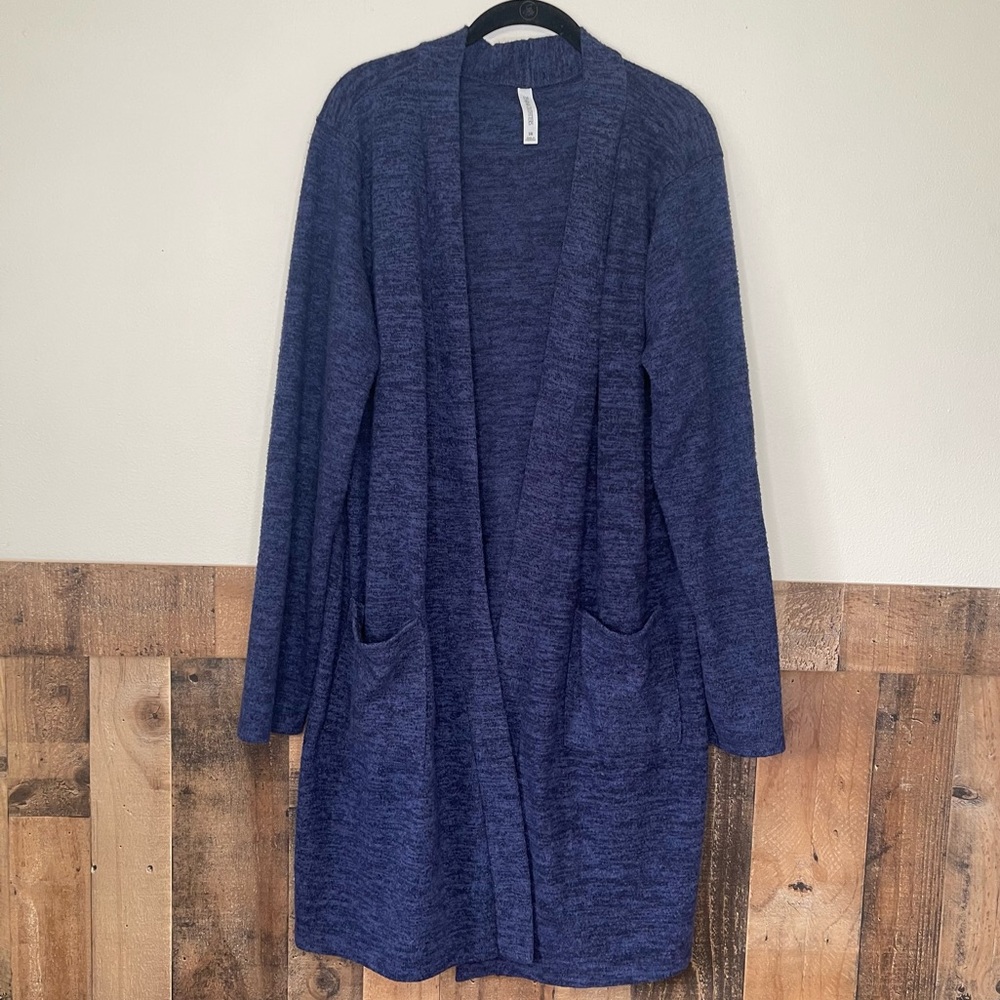 Brushed Melange Longline Open Sweater Cardigan Size 3X